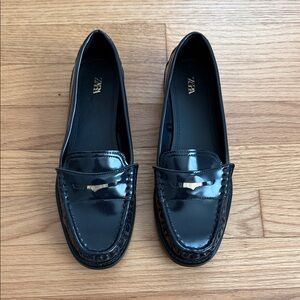 Zara Glossy Navy Women's Loafers